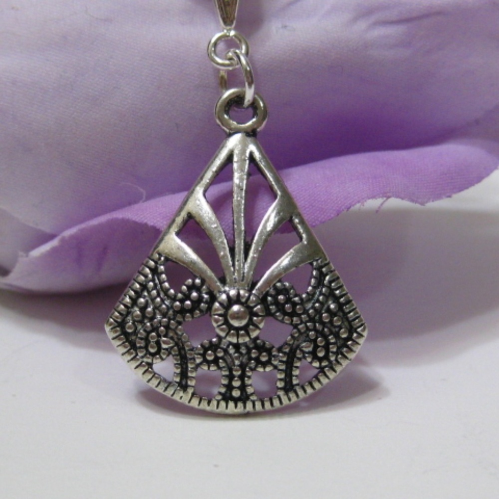 Antique silver geometric, triangular pendant